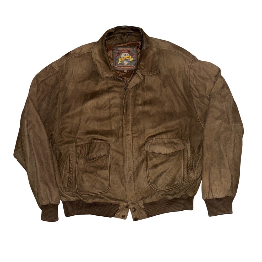 Adventure Bound Wilsons Leather Bomber Jacket Brown Suede Vintage XXLT Tall